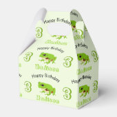 Cute Green Tree Frog Pattern Name Age Birthday Bedankdoosjes (Voorkant Zijde)