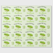 Cute Green Tree Frog Pattern Name Age Birthday Cadeaupapier (Vlak)