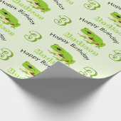 Cute Green Tree Frog Pattern Name Age Birthday Cadeaupapier (Hoek)