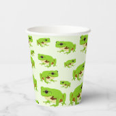 Cute Green Tree Frog Pattern Papieren Bekers (Achterkant)