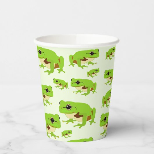 Cute Green Tree Frog Pattern Papieren Bekers (Links)