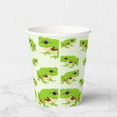 Cute Green Tree Frog Pattern Papieren Bekers (Rechts)