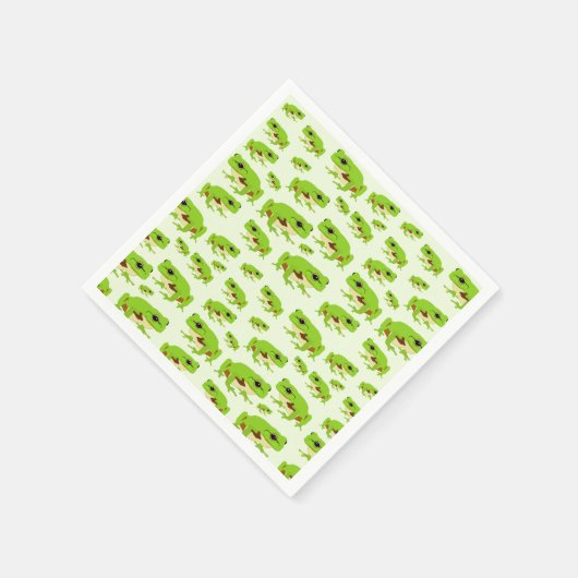 Cute Green Tree Frog Pattern Servet (Hoek)