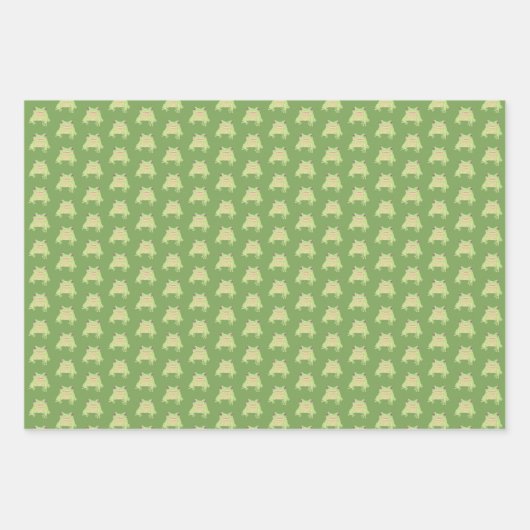 Cute Green Tree Kikker - 3x transp patroon. Inpakpapier Vel (Voorkant 3)