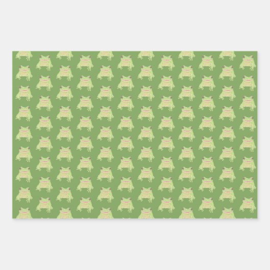 Cute Green Tree Kikker - 3x transp patroon. Inpakpapier Vel (Voorkant 2)