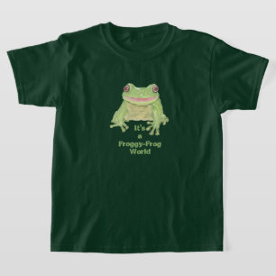 Cute Green Tree Kikker - Froggy-Frog World-tekst. T-shirt