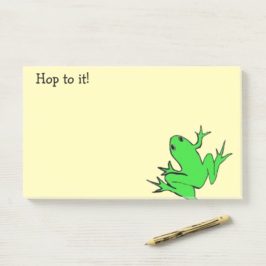 Cute Green Tree Kikker "Hop erin!" Post-it® Notes (Op bureau)