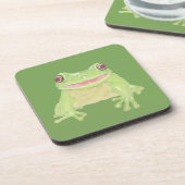 Cute Green Tree Kikker - transparant. Bier Onderzetter (Linkerzijde)