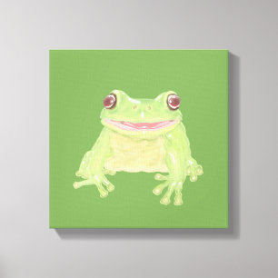 Cute Green Tree Kikker - transparant. Canvas Afdruk