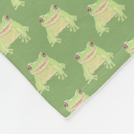 Cute Green Tree Kikker - transparant patroon. Fleece Deken (Hoek)