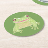 Cute Green Tree Kikker - transparant. Ronde Kartonnen Onderzetter (Gebogen)