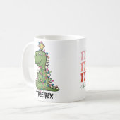 Cute Green Tree Rex Dino Merry kerst Koffiemok (Voorkant links)
