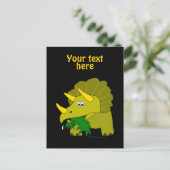 Cute Green Triceratops Cartoon Dinosaur Briefkaart (Staand voorkant)