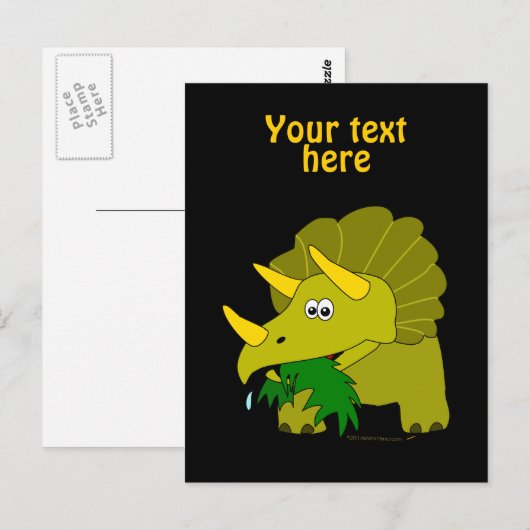 Cute Green Triceratops Cartoon Dinosaur Briefkaart (Voorkant / Achterkant)
