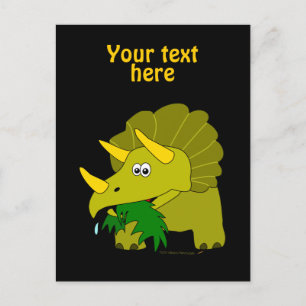 Cute Green Triceratops Cartoon Dinosaur Briefkaart