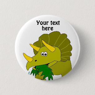 Cute Green Triceratops Cartoon Dinosaur Ronde Button 5,7 Cm