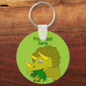 Cute Green Triceratops Cartoon Dinosaur Sleutelhanger (Voorkant)