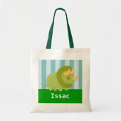 Cute Green Triceratops Dinosaur Kinder Canvas tas (Voorkant)