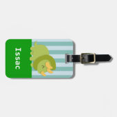 Cute Green Triceratops Dinosaur voor kinderen Bagagelabel (Voorkant horizontaal)