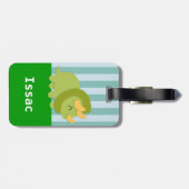 Cute Green Triceratops Dinosaur voor kinderen Bagagelabel (Achterkant horizontaal)