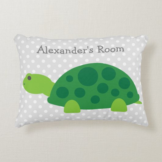 Cute green turtle accent kussen voor kinderkamer (Voorkant)