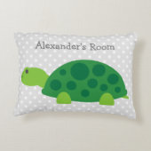 Cute green turtle accent kussen voor kinderkamer (Achterkant)