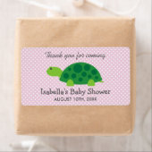 Cute green turtle baby shower sticker flesje (Insitu)