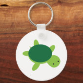 Cute Green Turtle Button Sleutelhanger (Voorkant)