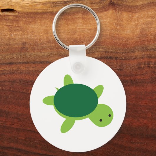 Cute Green Turtle Button Sleutelhanger (Voorkant)