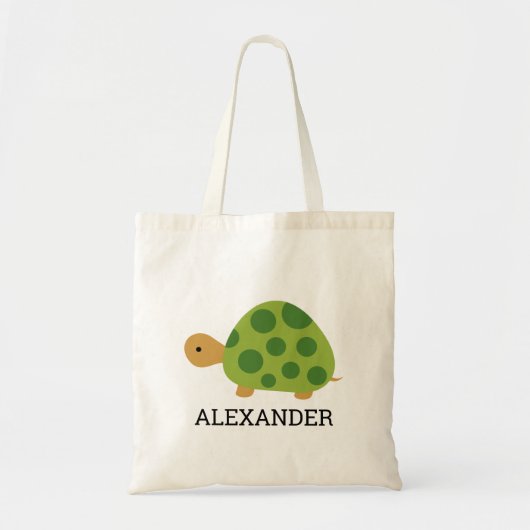 Cute Green Turtle Kinderen Personalized Tote Bag (Voorkant)