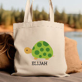 Cute Green Turtle Kinderen Personalized Tote Bag