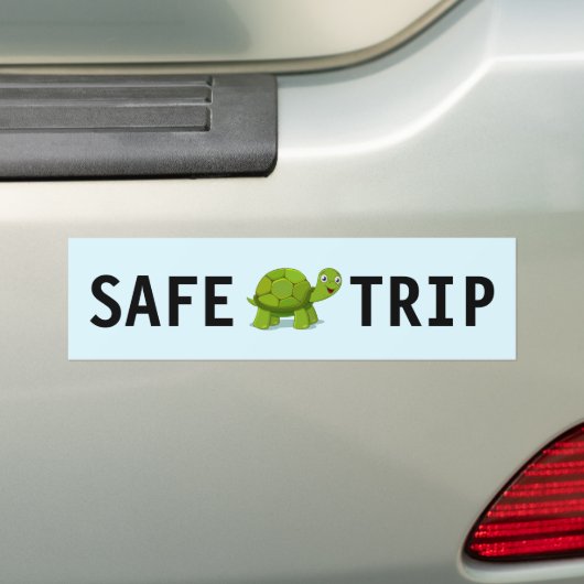 Cute Green Turtle on Light Blue Bumpersticker (Op auto)