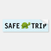Cute Green Turtle on Light Blue Bumpersticker (Voorkant)