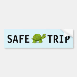 Cute Green Turtle on Light Blue Bumpersticker
