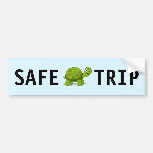 Cute Green Turtle on Light Blue Bumpersticker (Voorkant)