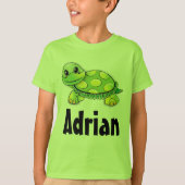 Cute Green Turtle Personalized Childs Shirt Adrian (Voorkant)