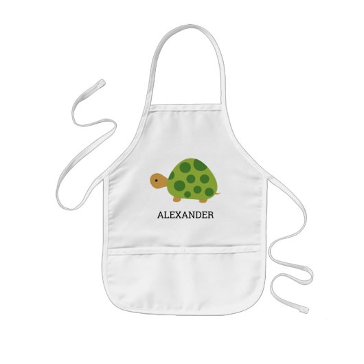 Cute Green Turtle Personalized Kinder Schort (Voorkant)