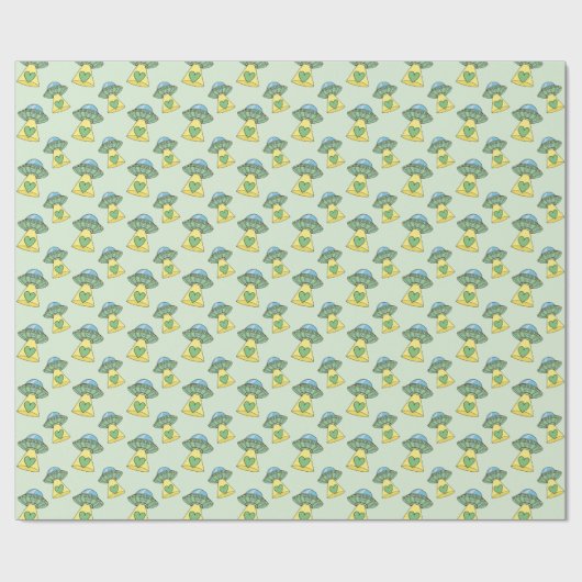Cute Green UFO Pattern Cadeaupapier (Vlak)