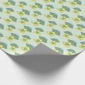 Cute Green UFO Pattern Cadeaupapier (Hoek)