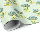 Cute Green UFO Pattern Cadeaupapier (Rol Hoek)