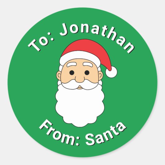 Cute Green van Santa Custom Name Family Kerstmis Ronde Sticker (Voorkant)