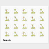Cute Green Viper Snake Cartoon Shirt Ronde Sticker (Vel)