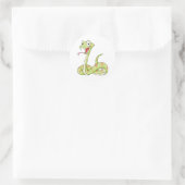 Cute Green Viper Snake Cartoon Shirt Ronde Sticker (Tas)