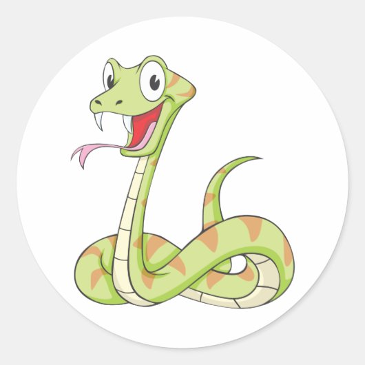 Cute Green Viper Snake Cartoon Shirt Ronde Sticker (Voorkant)