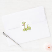 Cute Green Viper Snake Cartoon Shirt Ronde Sticker (Envelop)