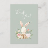 Cute Green waterverf Bunny Baby shower Bedankkaart (Voorkant)