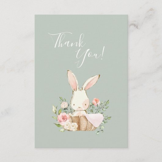 Cute Green waterverf Bunny Baby shower Bedankkaart (Voorkant)