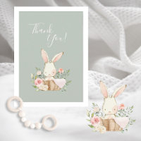 Cute Green waterverf Bunny Baby shower