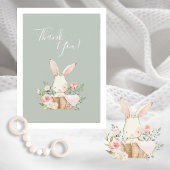 Cute Green waterverf Bunny Baby shower Bedankkaart
