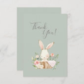 Cute Green waterverf Bunny Baby shower Hartelijk d Bedankkaart (Voorkant / Achterkant)